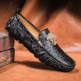 Xajzpa - Brand Casual Shoes High Quality Men’s Leather Snake Pea Spring Summer Ladies Moccasin