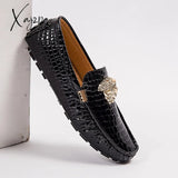 Xajzpa - Brand Casual Shoes High Quality Men’s Leather Snake Pea Spring Summer Ladies Moccasin