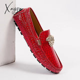 Xajzpa - Brand Casual Shoes High Quality Men’s Leather Snake Pea Spring Summer Ladies Moccasin