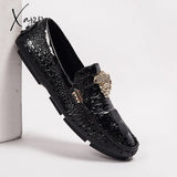 Xajzpa - Brand Casual Shoes High Quality Men’s Leather Snake Pea Spring Summer Ladies Moccasin