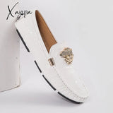 Xajzpa - Brand Casual Shoes High Quality Men’s Leather Snake Pea Spring Summer Ladies Moccasin