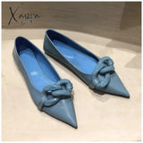 Xajzpa Brand Design Chain Buckle Flat Shoes Women Heel Ballet Pointed Toe Slip On Female Ballerina