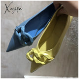 Xajzpa Brand Design Chain Buckle Flat Shoes Women Heel Ballet Pointed Toe Slip On Female Ballerina