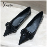 Xajzpa Brand Design Chain Buckle Flat Shoes Women Heel Ballet Pointed Toe Slip On Female Ballerina