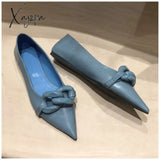 Xajzpa Brand Design Chain Buckle Flat Shoes Women Heel Ballet Pointed Toe Slip On Female Ballerina