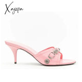 Xajzpa - Brand Designers 2023 Sexy Women’s Mules Pumps 7Cm Thin High Heeled Big Size 42 Open Sole