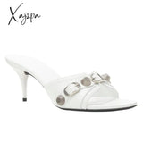 Xajzpa - Brand Designers 2023 Sexy Women’s Mules Pumps 7Cm Thin High Heeled Big Size 42 Open Sole