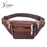 Xajzpa - Brand Fashion Men Genuine Leather Waist Packs Organizer Travel Pack Necessity Belt Mobile