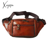 Xajzpa - Brand Fashion Men Genuine Leather Waist Packs Organizer Travel Pack Necessity Belt Mobile