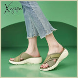 Xajzpa - Brand Fashion Women Shoes Cross Strap Platform Thick Leisure Wedge Slides Hook Loop