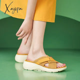 Xajzpa - Brand Fashion Women Shoes Cross Strap Platform Thick Leisure Wedge Slides Hook Loop