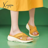 Xajzpa - Brand Fashion Women Shoes Cross Strap Platform Thick Leisure Wedge Slides Hook Loop