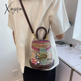 Xajzpa - Brand Graffiti Horseshoe Bags For Women High Quality Leather Shoulder Bag Luxury Purses