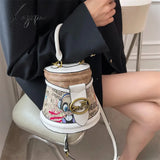 Xajzpa - Brand Graffiti Horseshoe Bags For Women High Quality Leather Shoulder Bag Luxury Purses