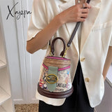 Xajzpa - Brand Graffiti Horseshoe Bags For Women High Quality Leather Shoulder Bag Luxury Purses