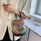 Xajzpa - Brand Graffiti Horseshoe Bags For Women High Quality Leather Shoulder Bag Luxury Purses