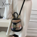 Xajzpa - Brand Graffiti Horseshoe Bags For Women High Quality Leather Shoulder Bag Luxury Purses