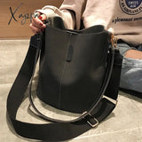 Xajzpa - Brand Luxury Designer Handbag Ladies Bucket Bag Pu Leather Shoulder Bags Large Capacity