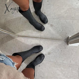 Xajzpa - Brand New Ladies Platform Black Boots Fashion Chunky Med Heels Knee High Women Casual