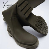Xajzpa - Brand New Ladies Platform Black Boots Fashion Chunky Med Heels Knee High Women Casual