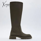 Xajzpa - Brand New Ladies Platform Black Boots Fashion Chunky Med Heels Knee High Women Casual