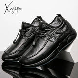 Xajzpa - Brand Winter Men’s Boots Leather Snow Man Plush Warm Causal Shoes Waterproof Men Lace Up