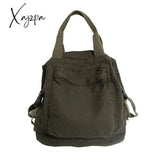 Xajzpa - Brand Women Backpacks Green Canvas Rucksack Quality Laptop School Student Bag Female