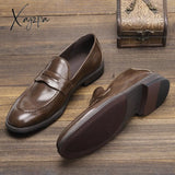 Xajzpa - British Style Man loafers Comfortable Fashion Casual Shoes summer Men Leather Shoes