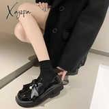 Xajzpa - British Style Small Leather Shoes Womens Autumn New French Loafers Flat Bottom Pedal