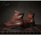 Xajzpa - British Style Tooling Boots Mens Color Rubbing Martin Retro Fashion Black Work Shoes