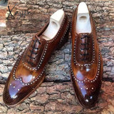 Xajzpa - Brogue Carved Pu Shoes Men Formal Business Lace Up Retro Pointed Toe Handmade Dress For
