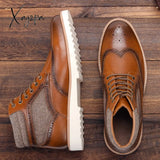 Xajzpa - Brogue Men Boots Brand Comfortable Fashion Leather #Al611C3