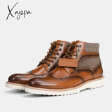 Xajzpa - Brogue Men Boots Brand Comfortable Fashion Leather #Al611C3