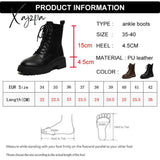 Xajzpa - Brown Platform Ankle Boots Women Autumn Winter Thick Bottom Motorcycle Woman Thicken Warm