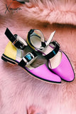 Xajzpa - Buckle Color Block Sandals Flats Heels