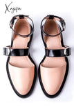 Xajzpa - Buckle Color Block Sandals Flats Pink / 4 Heels