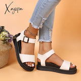 Xajzpa - Buckle Detail Flatform Ankle Strap Sandals