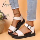 Xajzpa - Buckle Detail Flatform Ankle Strap Sandals White / 35