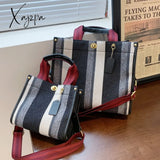 Xajzpa - Canvas Bags For Women Women’s Big Capacity Purses Stripe Handbag Designer Tote Shopper