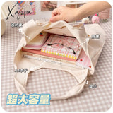 Xajzpa - Canvas Cartoon Tote Bags Women Large Capacity Plush Embroidery Bear Student Book Storage