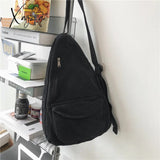 Xajzpa - Canvas Chest Bag Women Shoulder Messenger Unisex Crossbody Muliti Pocket Casual