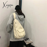 Xajzpa - Canvas Chest Bag Women Shoulder Messenger Unisex Crossbody Muliti Pocket Casual