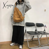 Xajzpa - Canvas Chest Bag Women Shoulder Messenger Unisex Crossbody Muliti Pocket Casual