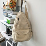 Xajzpa - Canvas Chest Bag Women Shoulder Messenger Unisex Crossbody Muliti Pocket Casual