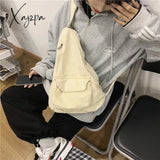 Xajzpa - Canvas Chest Bag Women Shoulder Messenger Unisex Crossbody Muliti Pocket Casual