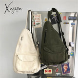 Xajzpa - Canvas Chest Bag Women Shoulder Messenger Unisex Crossbody Muliti Pocket Casual