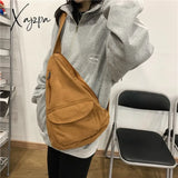 Xajzpa - Canvas Chest Bag Women Shoulder Messenger Unisex Crossbody Muliti Pocket Casual Brown /