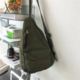 Xajzpa - Canvas Chest Bag Women Shoulder Messenger Unisex Crossbody Muliti Pocket Casual Green /