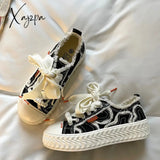 Xajzpa - Canvas Shoes Women’s Sneakers Platform Spring Autumn Lace Up Flats Female Vulcanized