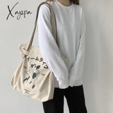 Xajzpa - Canvas Tote Bag For Women Designer Handbag Brand Lady’s Shopper Japanese Style Retro